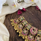 Exclusive Jadau Kundan High Neck Choker-Golden Beads-J2478